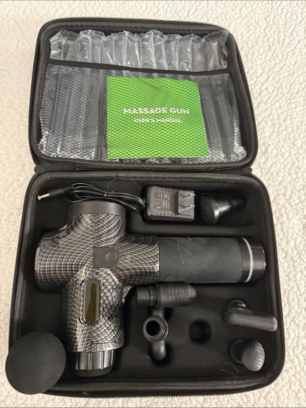 Handheld Massager with 7 Heads, Charger & Case. Brand New Open Case!